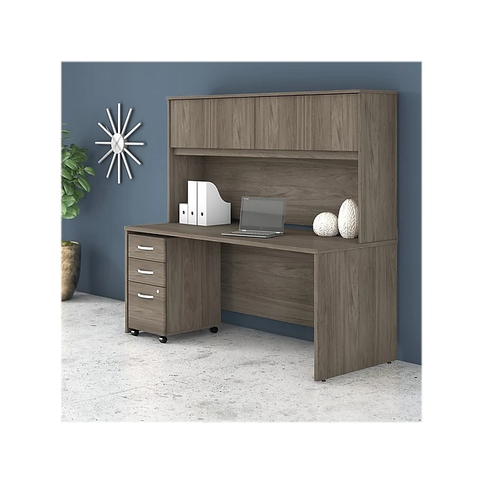 Bush Business Furniture Studio C 72W Desk with Hutch & File Cabinet - Modern Hickory 2 Bush Business Furniture Studio C 72W Desk with Hutch & File Cabinet - Modern Hickory - Image 2