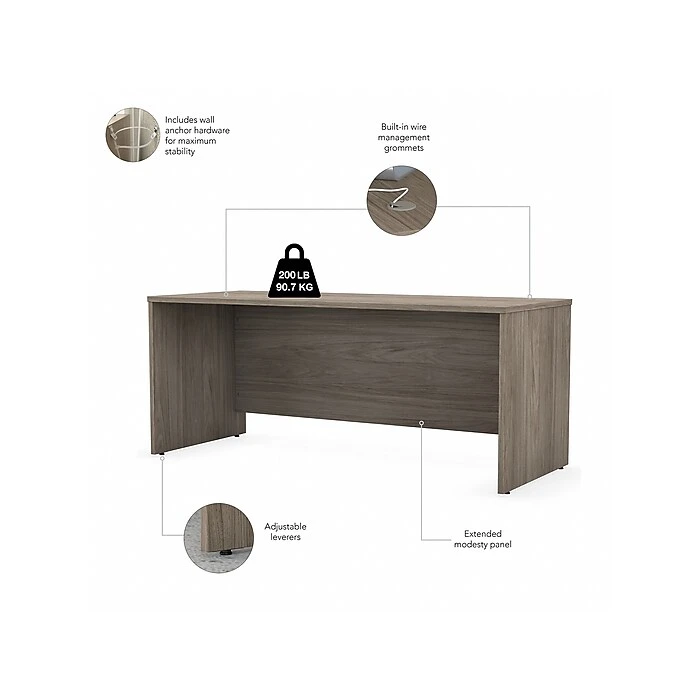 Bush Business Furniture Studio C 72W Desk with Hutch & File Cabinet - Modern Hickory 3 Bush Business Furniture Studio C 72W Desk with Hutch & File Cabinet - Modern Hickory - Image 3