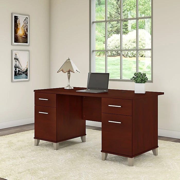 Bush Furniture Somerset 60W Office Desk in Hansen Cherry - Stylish Laminate Desk for Home or Office 2 Bush Furniture Somerset 60W Office Desk in Hansen Cherry - Stylish Laminate Desk for Home or Office - Image 2