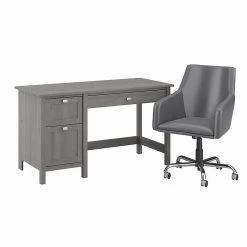 Bush Furniture Broadview 54" Modern Gray Computer Desk and Chair Set with Laminate Finish