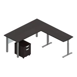 Offices To Go Superior Laminate 71" L-Shaped Desk in American Espresso | Durable & Stylish