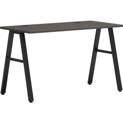 HON Mod 48"W Laminate Table Desk in Slate Teak | Durable & Stylish Office Furniture (HLPL4824LS1ALEGBLK)