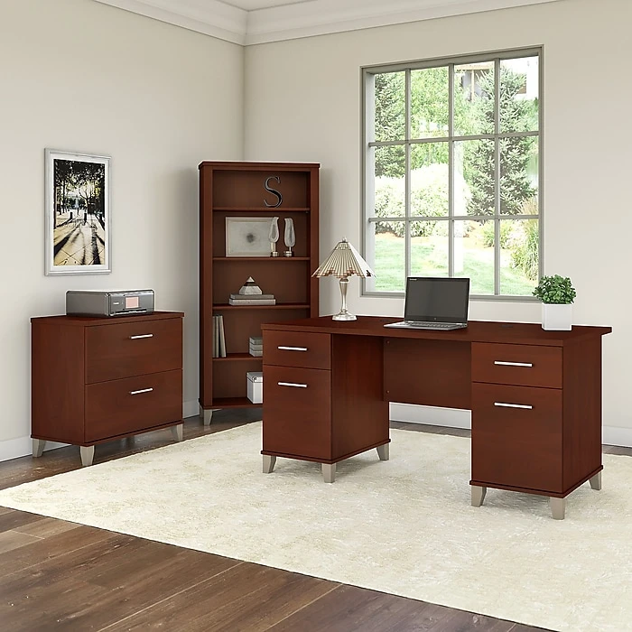 Bush Furniture Somerset 60W Office Desk in Hansen Cherry - Stylish Laminate Desk for Home or Office 6 Bush Furniture Somerset 60W Office Desk in Hansen Cherry - Stylish Laminate Desk for Home or Office - Image 6