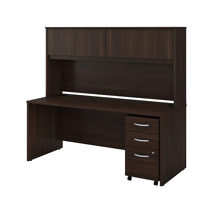 Bush Business Furniture Studio C 72" W Computer Desk With Hutch And Mobile File Cabinet Bundle, Black Walnut (STC011BWSU) - Space-Saving Office Solution 1 Bush Business Furniture Studio C 72" W Computer Desk With Hutch And Mobile File Cabinet Bundle, Black Walnut (STC011BWSU) - Space-Saving Office Solution
