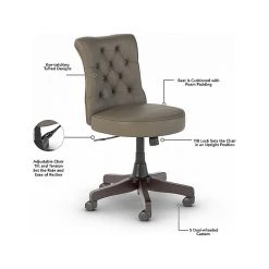 Bush Furniture Key West 54" Computer Desk with Storage & Mid-Back Tufted Office Chair, Shiplap Gray/Pure White | Modern Home Office Solution -Computer Office Desks Shop unnamed file 4213