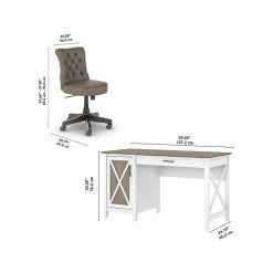 Bush Furniture Key West 54" Computer Desk with Storage & Mid-Back Tufted Office Chair, Shiplap Gray/Pure White | Modern Home Office Solution -Computer Office Desks Shop unnamed file 4214