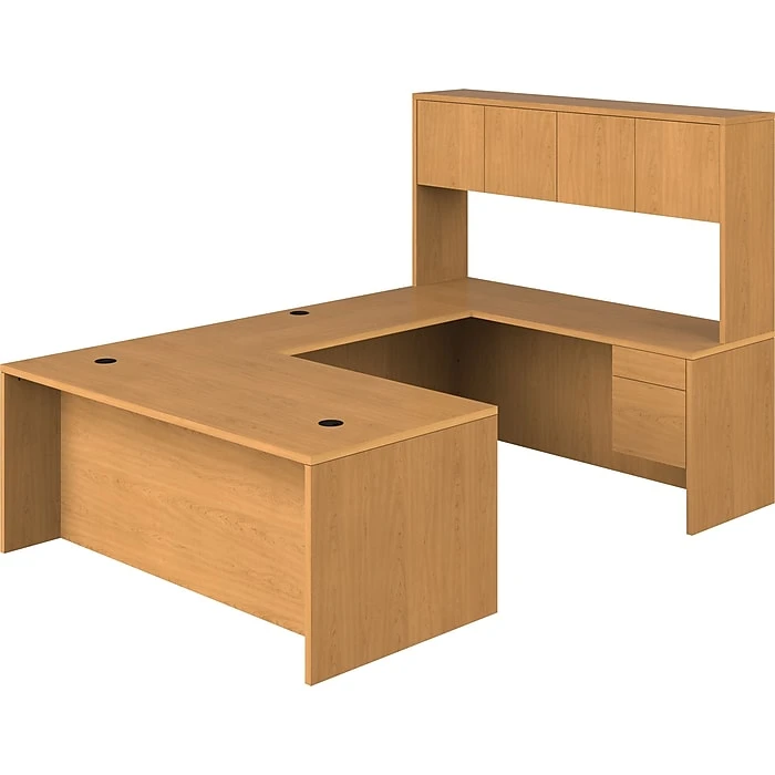 HON 10500 Series Left U-Station with Stack-On Storage | 72" x 108" Laminate Workspace in Harvest 1 HON 10500 Series Left U-Station with Stack-On Storage | 72" x 108" Laminate Workspace in Harvest
