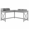 Bush Furniture Key West 60" L-Shaped Desk with Desktop Organizers, Cape Cod Gray - Stylish Laminate Workspace