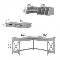 Bush Furniture Key West 60" L-Shaped Desk with Desktop Organizers, Cape Cod Gray - Stylish Laminate Workspace -Computer Office Desks Shop unnamed file 4238
