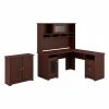 Bush Furniture Cabot L-Shaped Desk with Hutch & Storage Cabinet - Harvest Cherry (CAB016HVC)