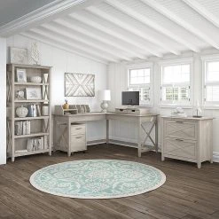 Bush Furniture Key West 60W L Shaped Desk - Washed Gray - Space-Saving Laminate Office Desk -Computer Office Desks Shop unnamed file 426