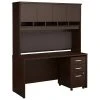 Bush Business Furniture Westfield 60"W Office Desk with Hutch & Mobile File Cabinet, Mocha Cherry (SRC014MRSU)