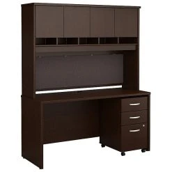 Computer Office Desks Shop 39 Bush Business Furniture Westfield 60"W Office Desk with Hutch & Mobile File Cabinet, Mocha Cherry (SRC014MRSU)