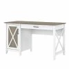 Bush Furniture Key West 54" Computer Desk with Keyboard Tray & Storage - Shiplap Gray/Pure White | Durable Laminate/Steel Design