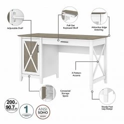 Bush Furniture Key West 54" Computer Desk with Keyboard Tray & Storage - Shiplap Gray/Pure White | Durable Laminate/Steel Design -Computer Office Desks Shop unnamed file 4357