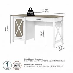 Bush Furniture Key West 54" Computer Desk with Keyboard Tray & Storage - Shiplap Gray/Pure White | Durable Laminate/Steel Design -Computer Office Desks Shop unnamed file 4358