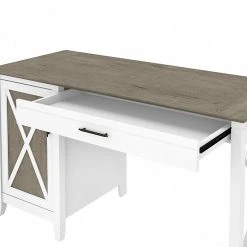 Bush Furniture Key West 54" Computer Desk with Keyboard Tray & Storage - Shiplap Gray/Pure White | Durable Laminate/Steel Design -Computer Office Desks Shop unnamed file 4362