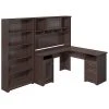 Bush Furniture Cabot L-Shaped Desk with Hutch & 5-Shelf Bookcase - Heather Gray (CAB011HRG) - Laminated Wood
