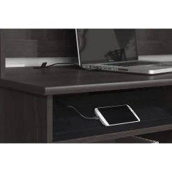 Bush Furniture Cabot L-Shaped Desk with Hutch & 5-Shelf Bookcase - Heather Gray (CAB011HRG) - Laminated Wood -Computer Office Desks Shop unnamed file 4402