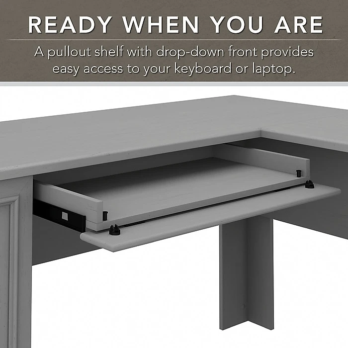 Bush Furniture Fairview 60" L-Shaped Desk with Lateral File & 5-Shelf Bookcase, Cape Cod Gray (FV008CG) - Laminated Wood 3 Bush Furniture Fairview 60" L-Shaped Desk with Lateral File & 5-Shelf Bookcase, Cape Cod Gray (FV008CG) - Laminated Wood - Image 3