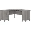 Bush Furniture Somerset 60"W L-Shaped Desk with Storage, Platinum Gray (WC81230K) - Durable Laminated Wood Design