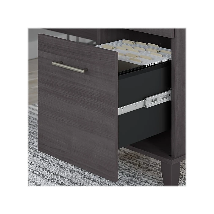 Bush Furniture Somerset 72"W L-Shaped Desk With Storage in Storm Gray | Durable Laminated Wood Design 5 Bush Furniture Somerset 72"W L-Shaped Desk With Storage in Storm Gray | Durable Laminated Wood Design - Image 5