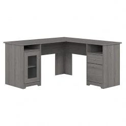 Bush Furniture Cabot 60W L-Shaped Computer Desk with Storage - Modern Gray Laminated Wood Desk for Home Office
