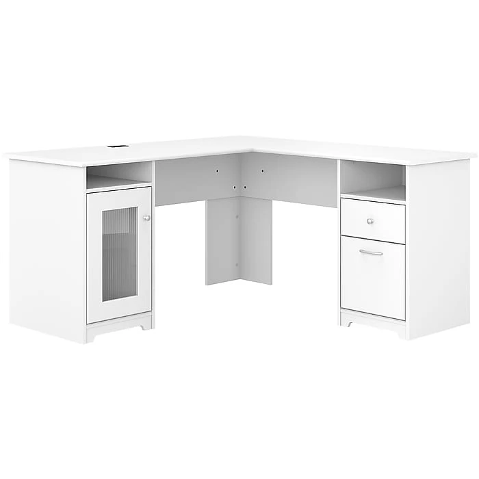 Bush Furniture Cabot 60" L-Shaped Corner Computer Desk, White (WC31930K) | Durable Laminated Wood Design 1 Bush Furniture Cabot 60" L-Shaped Corner Computer Desk, White (WC31930K) | Durable Laminated Wood Design