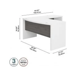 Office By Kathy Ireland® Echo 60"W L-Shaped Bow Front Desk in Pure White/Modern Gray - Stylish & Functional -Computer Office Desks Shop unnamed file 4504