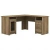 Bush Furniture Cabot 60" L-Shaped Desk, Reclaimed Pine Finish - Compact & Durable Laminated Wood Office Desk
