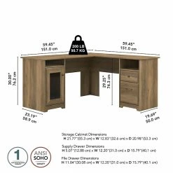 Bush Furniture Cabot 60" L-Shaped Desk, Reclaimed Pine Finish - Compact & Durable Laminated Wood Office Desk -Computer Office Desks Shop unnamed file 4516