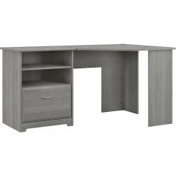 Bush Furniture Cabot 60" Corner Desk, Modern Gray Laminated Wood Home Office Desk (WC31315-03K)