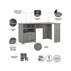 Bush Furniture Cabot 60" Corner Desk, Modern Gray Laminated Wood Home Office Desk (WC31315-03K) -Computer Office Desks Shop unnamed file 4567