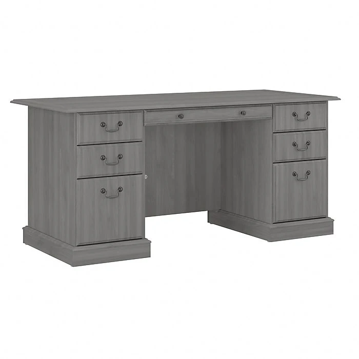 Bush Furniture Saratoga 66" Executive Desk with Drawers - Modern Gray Laminated Wood Office Desk (EX45866-03K) 1 Bush Furniture Saratoga 66" Executive Desk with Drawers - Modern Gray Laminated Wood Office Desk (EX45866-03K)