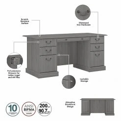Bush Furniture Saratoga 66" Executive Desk with Drawers - Modern Gray Laminated Wood Office Desk (EX45866-03K) 10 Bush Furniture Saratoga 66" Executive Desk with Drawers - Modern Gray Laminated Wood Office Desk (EX45866-03K) -Computer Office Desks Shop unnamed file 4575