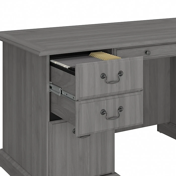 Bush Furniture Saratoga 66" Executive Desk with Drawers - Modern Gray Laminated Wood Office Desk (EX45866-03K) 6 Bush Furniture Saratoga 66" Executive Desk with Drawers - Modern Gray Laminated Wood Office Desk (EX45866-03K) - Image 6