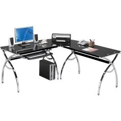 Techni Mobili Black L-Shaped Tempered Glass Computer Desk | Modern Office Furniture -Computer Office Desks Shop unnamed file 46