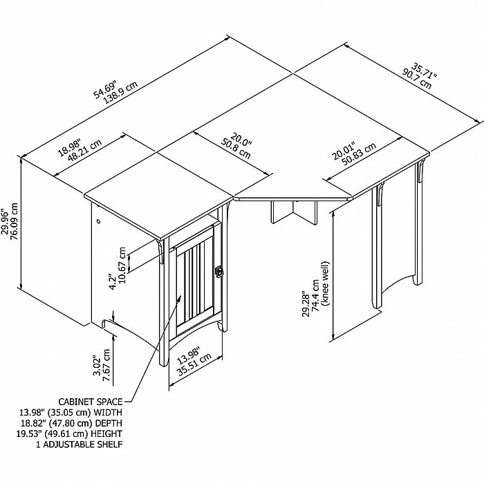 Bush Furniture Salinas 55"W Corner Desk with Storage Cabinet in Cape Cod Gray - Stylish Laminated Wood Office Furniture 4 Bush Furniture Salinas 55"W Corner Desk with Storage Cabinet in Cape Cod Gray - Stylish Laminated Wood Office Furniture - Image 4