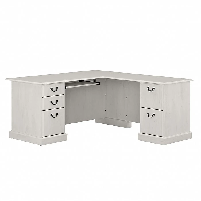 Bush Furniture Saratoga 66" L-Shaped Computer Desk With Drawers, Linen White Oak - Stylish & Functional Office Furniture 1 Bush Furniture Saratoga 66" L-Shaped Computer Desk With Drawers, Linen White Oak - Stylish & Functional Office Furniture