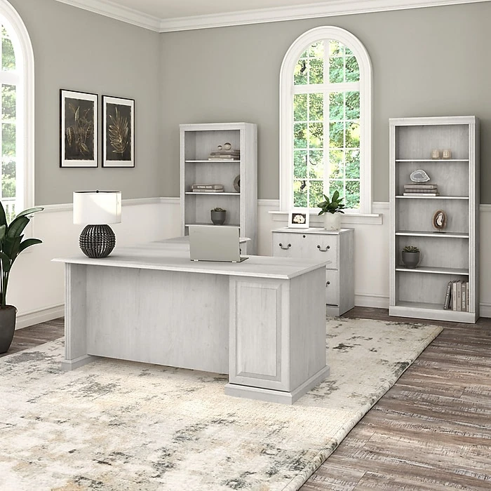 Bush Furniture Saratoga 66" L-Shaped Computer Desk With Drawers, Linen White Oak - Stylish & Functional Office Furniture 8 Bush Furniture Saratoga 66" L-Shaped Computer Desk With Drawers, Linen White Oak - Stylish & Functional Office Furniture - Image 8