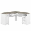 Bush Furniture Fairview 60" L-Shaped Desk With Drawers & Storage Cabinet - Shiplap Gray/Pure White | Laminated Wood Office Desk