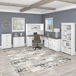Bush Furniture Fairview 60" L-Shaped Desk With Drawers & Storage Cabinet - Shiplap Gray/Pure White | Laminated Wood Office Desk -Computer Office Desks Shop unnamed file 4668