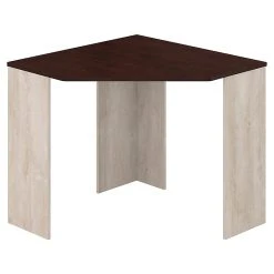 Bush Furniture Townhill 34" Corner Desk, Washed Gray/Madison Cherry - Space-Saving Laminated Wood Office Desk