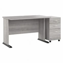 Bush Business Furniture Studio A 48"W Computer Desk with 3-Drawer Mobile File Cabinet, Platinum Gray (STA001PGSU) - Durable Laminated Wood