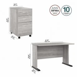 Bush Business Furniture Studio A 48"W Computer Desk with 3-Drawer Mobile File Cabinet, Platinum Gray (STA001PGSU) - Durable Laminated Wood -Computer Office Desks Shop unnamed file 4687