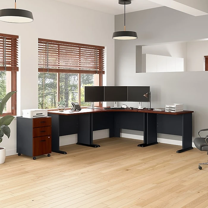 Bush Business Furniture Cubix 36W Laminated Wood Desk in Hansen Cherry/Galaxy (WC90436A) 6 Bush Business Furniture Cubix 36W Laminated Wood Desk in Hansen Cherry/Galaxy (WC90436A) - Image 6