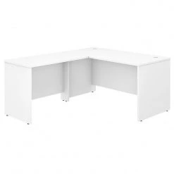 Bush Business Furniture Studio C 60"W L-Shaped Desk with 42"W Return - White Laminated Wood Office Desk