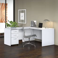 Bush Business Furniture Studio C 60"W L-Shaped Desk with 42"W Return - White Laminated Wood Office Desk -Computer Office Desks Shop unnamed file 4710