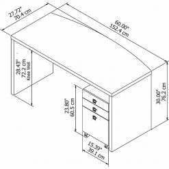 Office By Kathy Ireland® Echo 60" Bow Front Computer Desk with Mobile Cabinet, Gray Sand -Computer Office Desks Shop unnamed file 4721