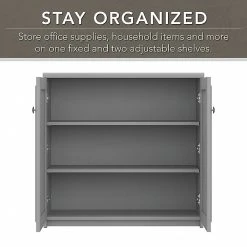 Bush Furniture Fairview 60" L-Shaped Desk With Hutch & Storage | Cape Cod Gray -Computer Office Desks Shop unnamed file 4746